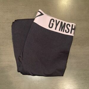 Gymshark Gray Leggings with Light Pink Waistband
